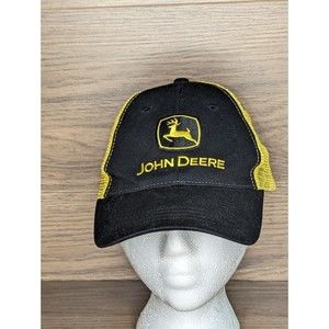 John Deere Authentic Licensed Black and Yellow Mesh Baseball Trucker Hat Cap